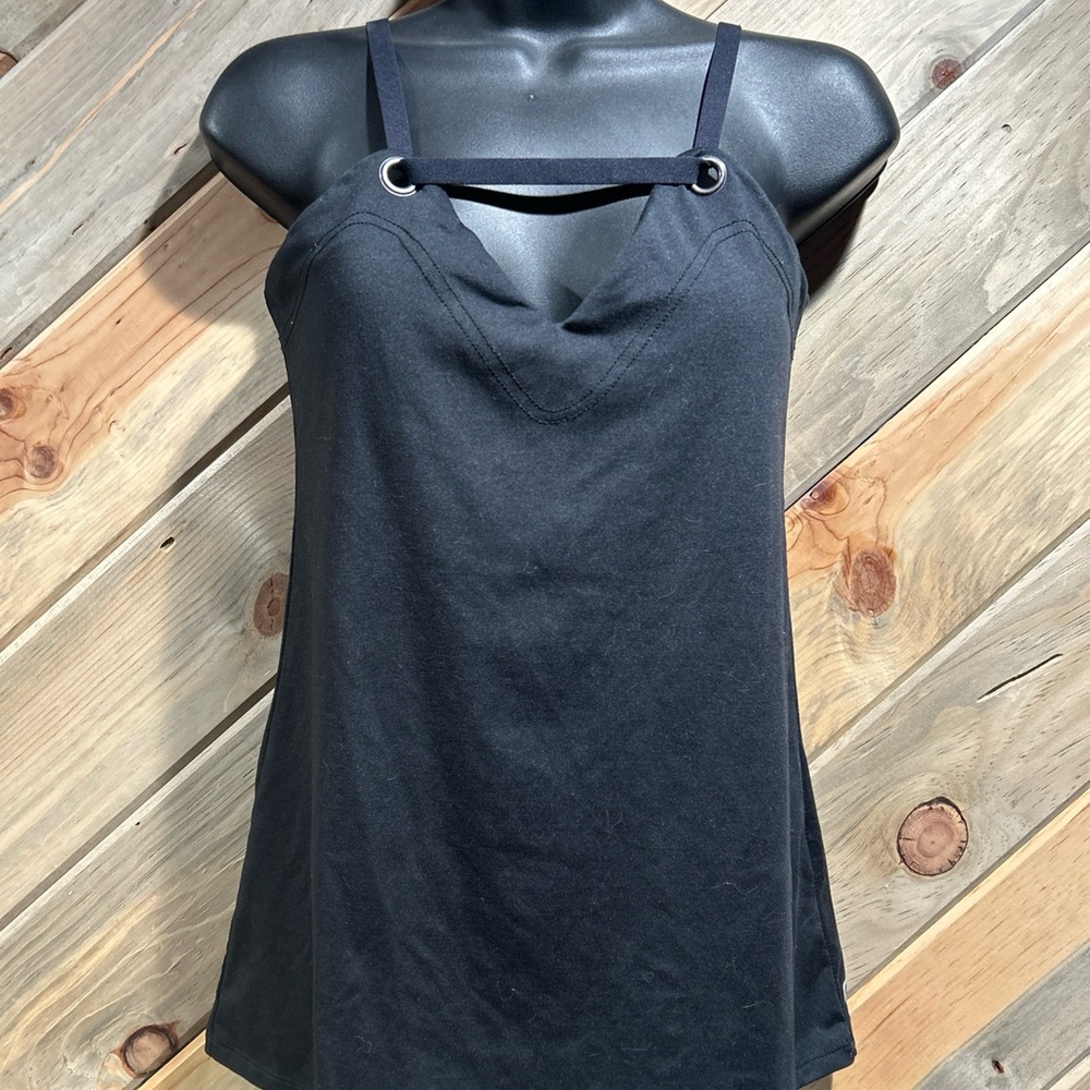 V-Neck Grommet Cut-out Adjustable Strap Removable Padded Built-in Bra Yoga Tank